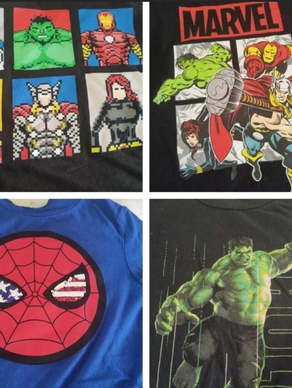 4 Boys Sz Small T-shirts Marvel Avengers Superhero Hulk Spiderman
